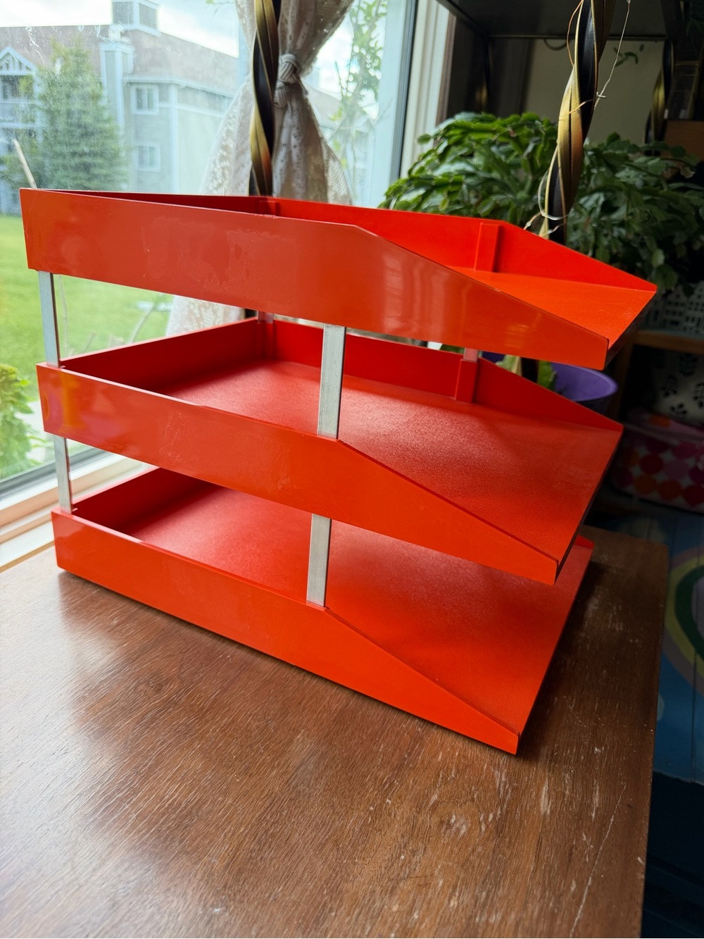 Vintage Orange STARMARK 3-Tier Desk Organizer / Letter Tray